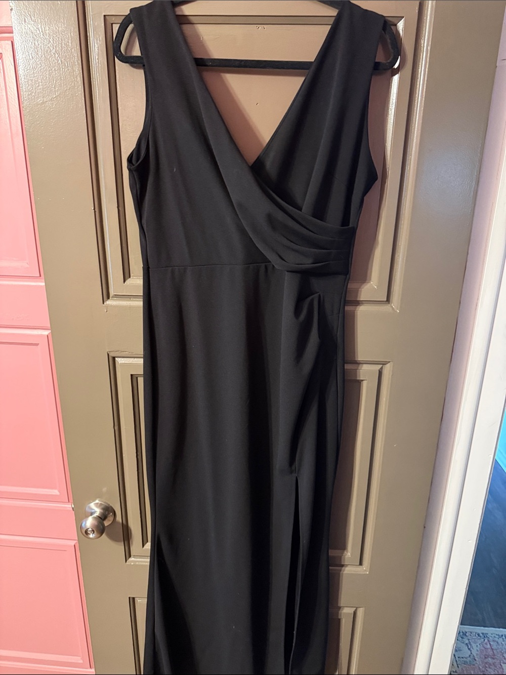 Classic Black Sleeveless Wrap-Front Evening Dress